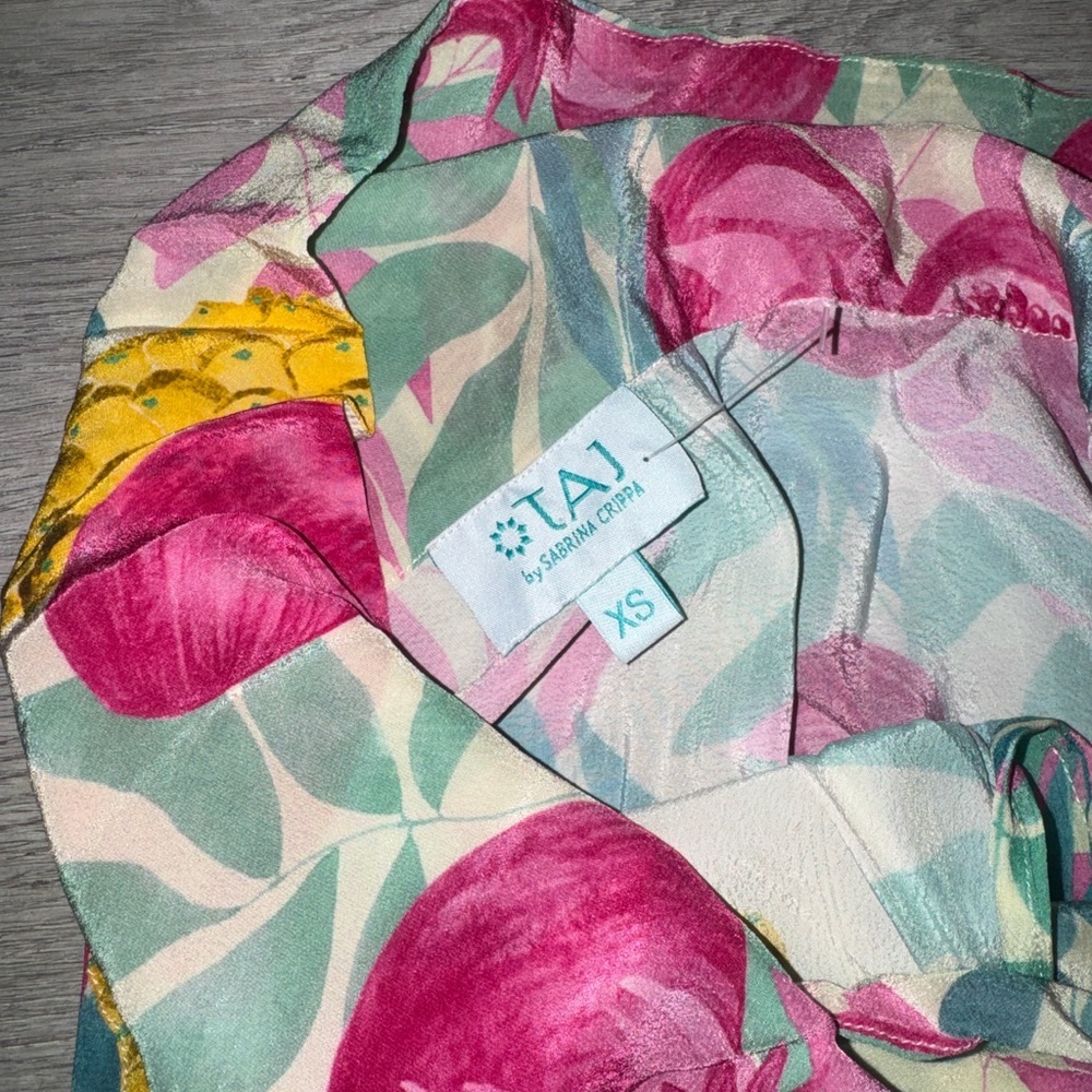 TAJ Sabrina Crippa Fruit Print Satin Maxi Dress XS - Picture 7 of 7